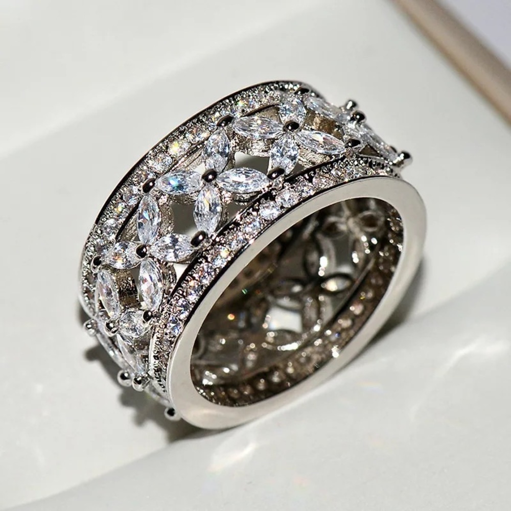 Beautiful Victoria style simulated diamond ring sizes 7 and 8 are available